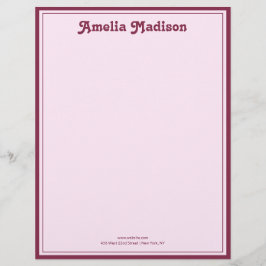 Papel Timbrado Retro Simple Pink Letterhead