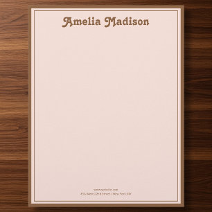 Papel Timbrado Retro Simples Bege Rosa Laranja