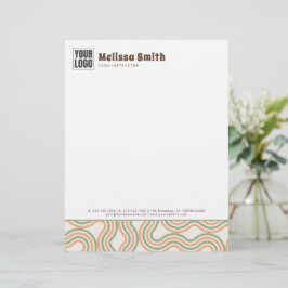 Papel Timbrado Retro Wavy Abstract Pattern Business Letterhead