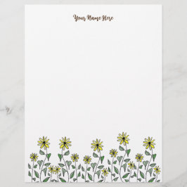Papel Timbrado Retro Wildflower Doodle Personalized Cute Floral