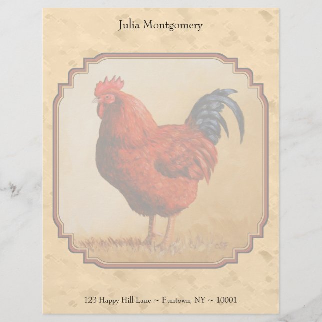 Papel Timbrado Rhode Island Red Chicken Beige (Frente)