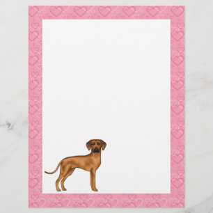 Papel Timbrado Ridgeback Dog Love Heart Pink
