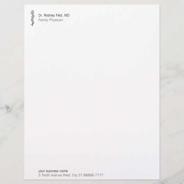Papel Timbrado Rod de Asclepius [símbolo médico] (Frente)