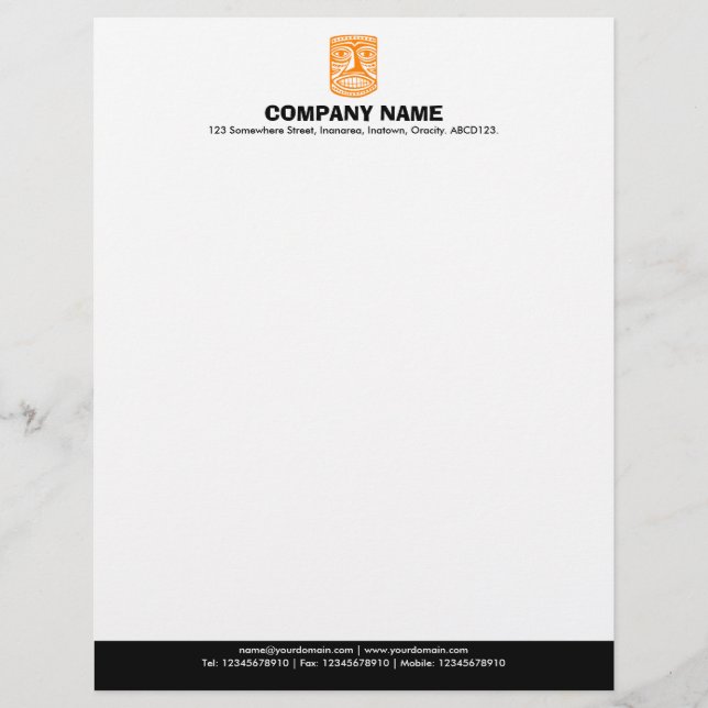 Papel Timbrado Rodapé a cores (Tiki) - Laranja e Preto (Frente)