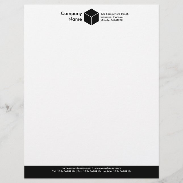 Papel Timbrado Rodapé Colorido (Cubo) - Preto (Frente)