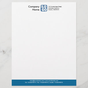 Papel Timbrado Rodapé Colorido (Seu Logotipo) - Azul Deserto