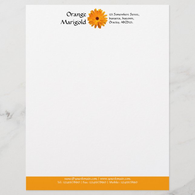 Papel Timbrado Rodapé Cor (Marigold Laranja) - Laranja (Frente)