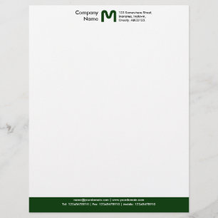 Papel Timbrado Rodapé de cor monograma - Verde escuro