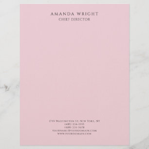Papel Timbrado Rosa Claro Simples Atraente Elegante Empresarial