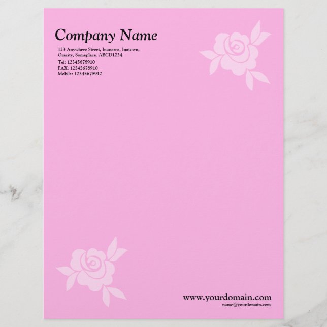 Papel Timbrado Rosa elegante - Rosa (Frente)
