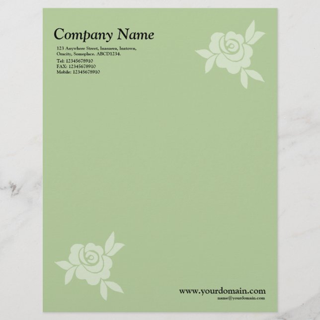Papel Timbrado Rosa Elegante - Verde (Frente)