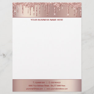 Papel Timbrado Rosa personalizado Dourado Letterhead Suas informa
