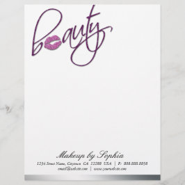 Papel Timbrado Rosa roxo dos lábios da faísca do cabeçalho da