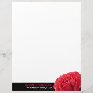 Papel Timbrado Rosa vermelha com acento preto