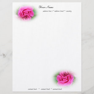 Papel Timbrado rosas selvagens cor-de-rosa
