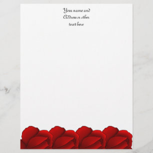 Papel Timbrado Rosas vermelhas bonito personalizadas
