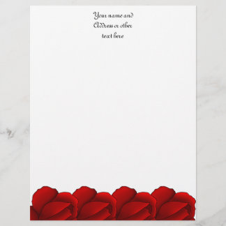 Papel Timbrado rosas vermelhas bonito personalizadas
