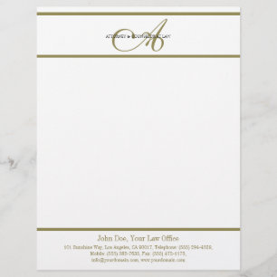 Papel Timbrado Roteiro Dourado do cabeçalho do advogado -