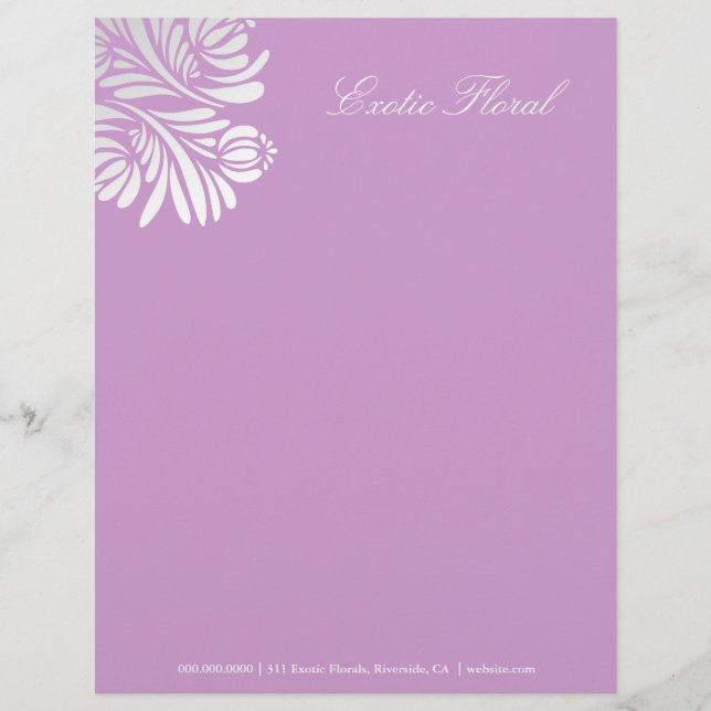 Papel Timbrado roxo floral de 311-Exotic | (Frente)