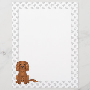 Papel Timbrado Ruby Cavalier King Charles Spaniel Dog Em Verde