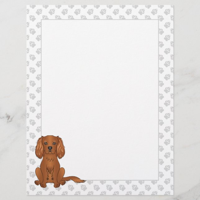 Papel Timbrado Ruby Cavalier King Charles Spaniel Dog Em Verde (Frente)