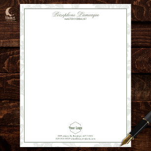 Papel Timbrado Sage Green Delicate Letterhead Herbal Business
