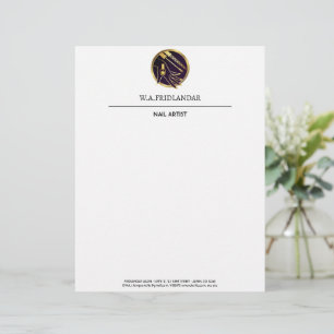 Papel Timbrado Salão de Unhas Manicure Moderno Dourado