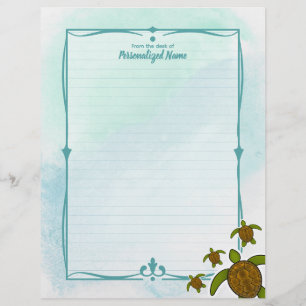 Papel Timbrado Sammy Sea Turtle Lined