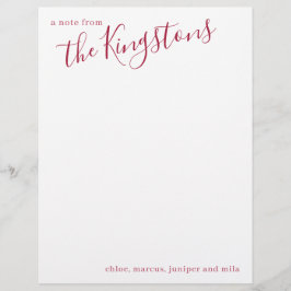 Papel Timbrado Scarlet Family Name Script Letterhead