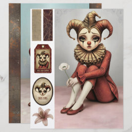 Papel Timbrado Scrapbooking Sheet whimsical gothic illustration