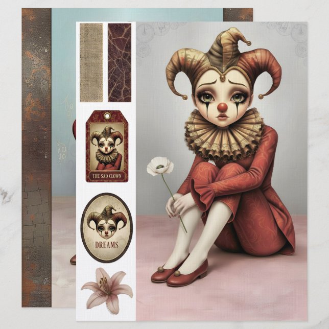 Papel Timbrado Scrapbooking Sheet whimsical gothic illustration (Frente/Verso)