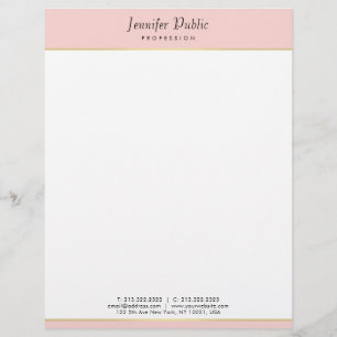 Papel Timbrado Script de Caligrafia Moderno Rosa e Blush Dourado