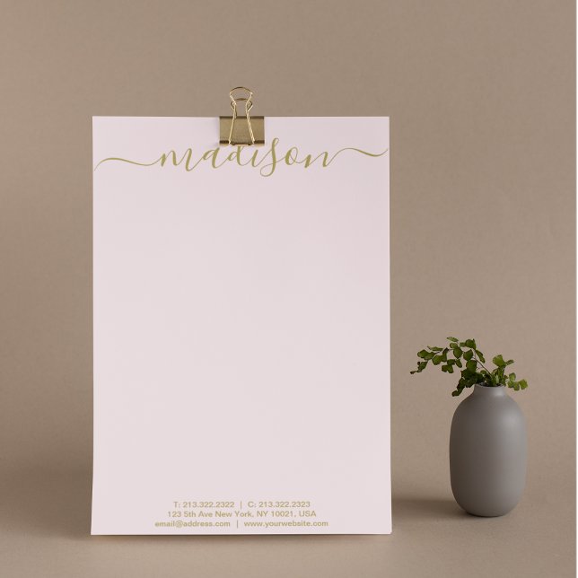 Papel Timbrado Script Dourado e Elegante Único (Criador carregado)