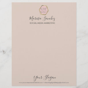 Papel Timbrado Script Feminino Simples Nome Letterhead Do Seu Log