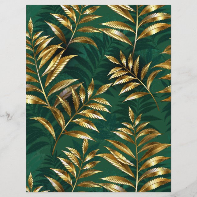 Papel Timbrado Seamless pattern with golden ferns (Frente)