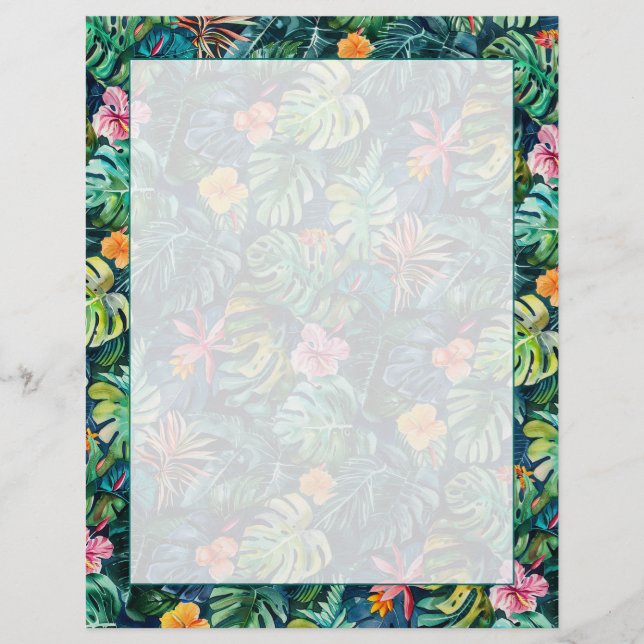 Papel Timbrado Selva de Hibiscus Monstera (Frente)