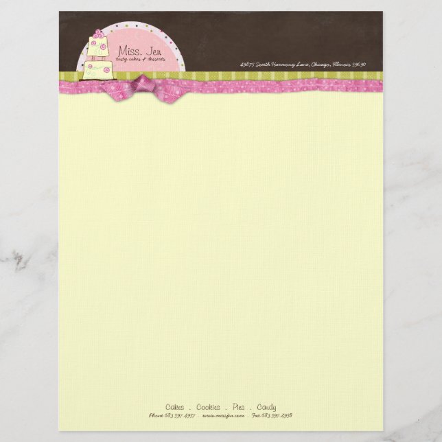 Papel Timbrado Senhorita. Jen Cake Letterhead (Frente)