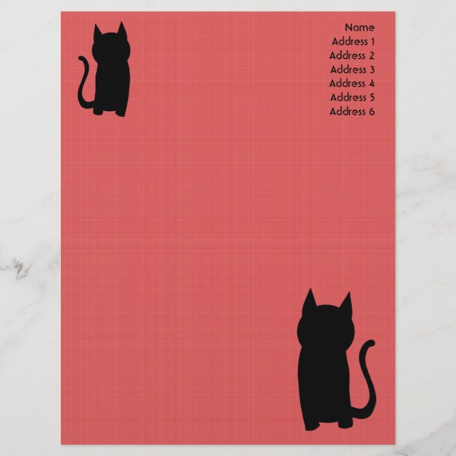 Papel Timbrado Sentado na Silhouette de Gato Negro. (Frente)