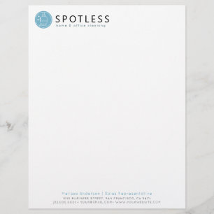Papel Timbrado Serviço de Limpeza Logotipo de Vassoura Azul Moder