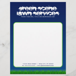 Papel Timbrado serviços de gramado cena verde