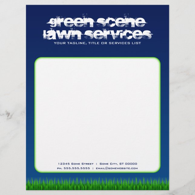 Papel Timbrado serviços de gramado cena verde (Frente)
