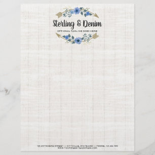 Papel Timbrado Setas florais da madeira rústica & da aguarela