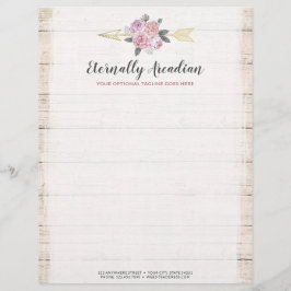 Papel Timbrado Setas Florais Russas Boêmicas Blush Dourado Boho R