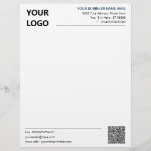Papel Timbrado Seu código QR Business Letterhead Exemplo com logo