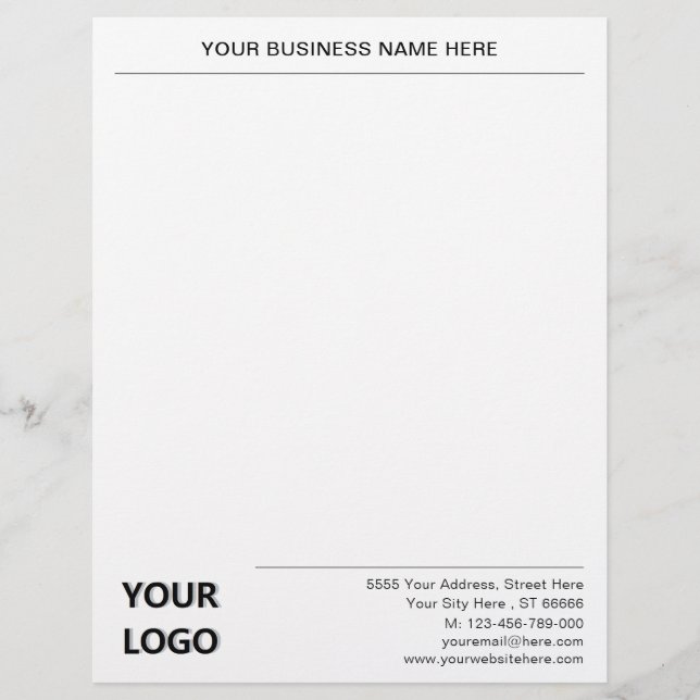 Papel Timbrado Seu Design Logo Informações comerciais Exemplo Let (Frente)