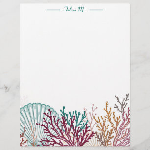 Papel Timbrado Shell e Coral de Escala Azul