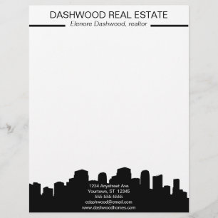 Papel Timbrado Silhueta da Paisagem Urbana Imobiliária