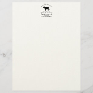 Papel Timbrado Silhueta de Vaca de Fazenda Decorativa