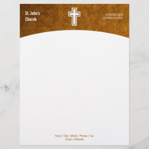 Papel Timbrado Símbolo da Cruz Cristã Dourada Letterhead