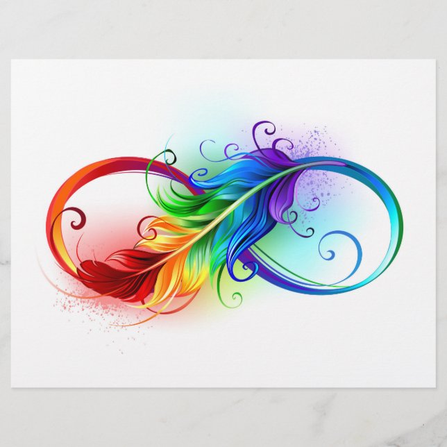 Papel Timbrado Símbolo de Infinito com Pena Arco-íris (Frente)
